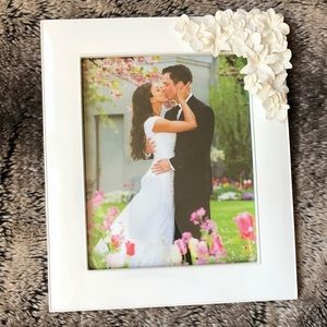 8” x 10” White Orchid & Lily Ceramic Picture Frame